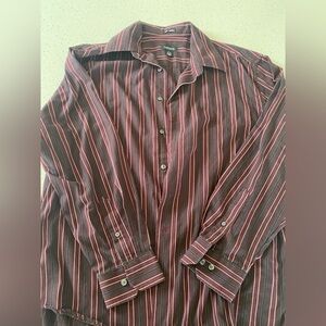 Van Heusen Men's Striped Shirt - Maroon and Black